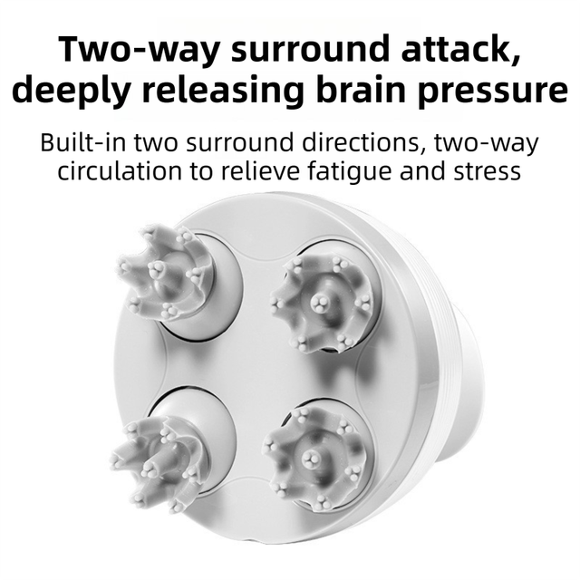 White Wireless Electric Scalp Massager with 28 Soft Silicone Massage Claws Storage Base - Rechargeable Hand-Simulated 4D Deep Kneading Head Massage Device for โ image 3