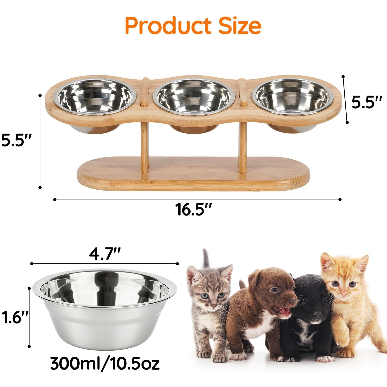 Elevated Cat Bowl Set with 3 Stainless Steel Bowls and 15° Angled Stand, Ideal for Indoor Cats and Small Dogs to Promote Healthy Eating and Digestion — image 2