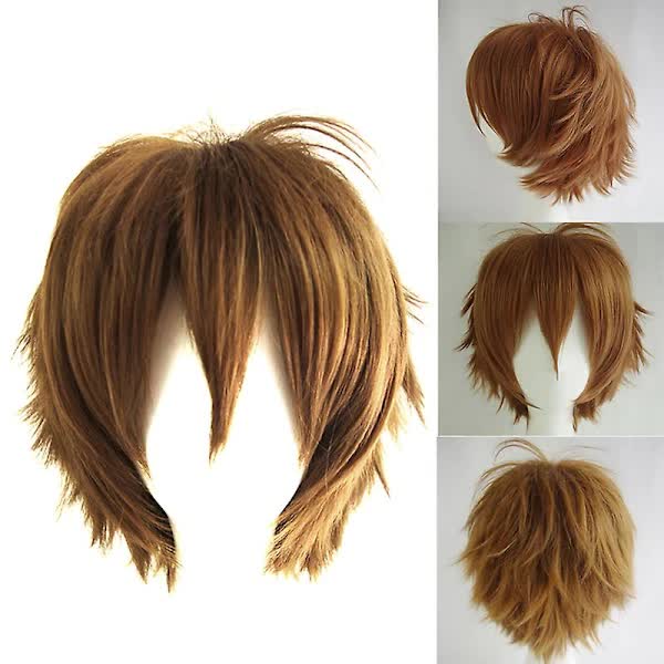 /NN/ Wig Short Style Adjustable High Temperature Fiber Men's Anime Cosplay Hairpiece for Party Burgundy — image 2