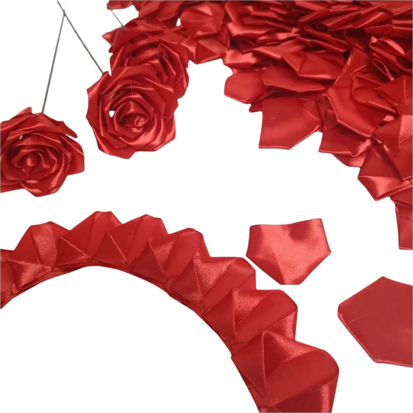 300Pcs Premade Satin Ribbon Rose Petals Half-Finished for Eternal Rose DIY Ramos Forever Flowers Bouquets Everlasting Floral,for Wedding,Anniversary,Birthday โ image 6
