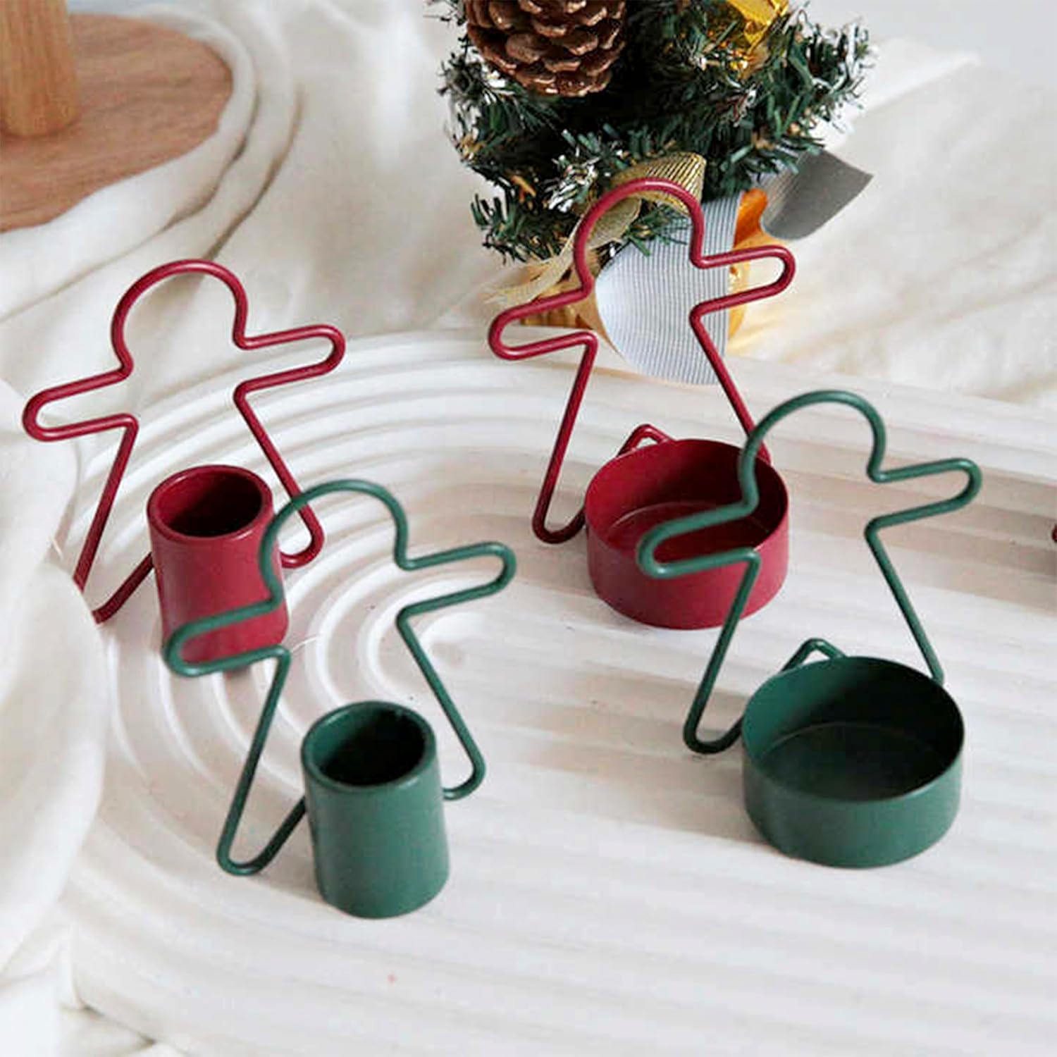 2 Pack Christmas Candles - Gingerbread & Nutcracker Shaped Candles - Arch Design - Red & Green Festive Decor - Perfect Centerpiece or Gift Idea — image 4