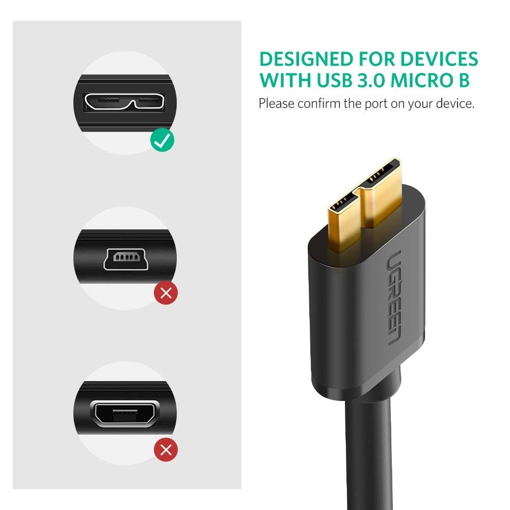 UGREEN USB 3.0 A Male to Micro USB 3.0 Male Cable 1m (Black) 10841 — image 3