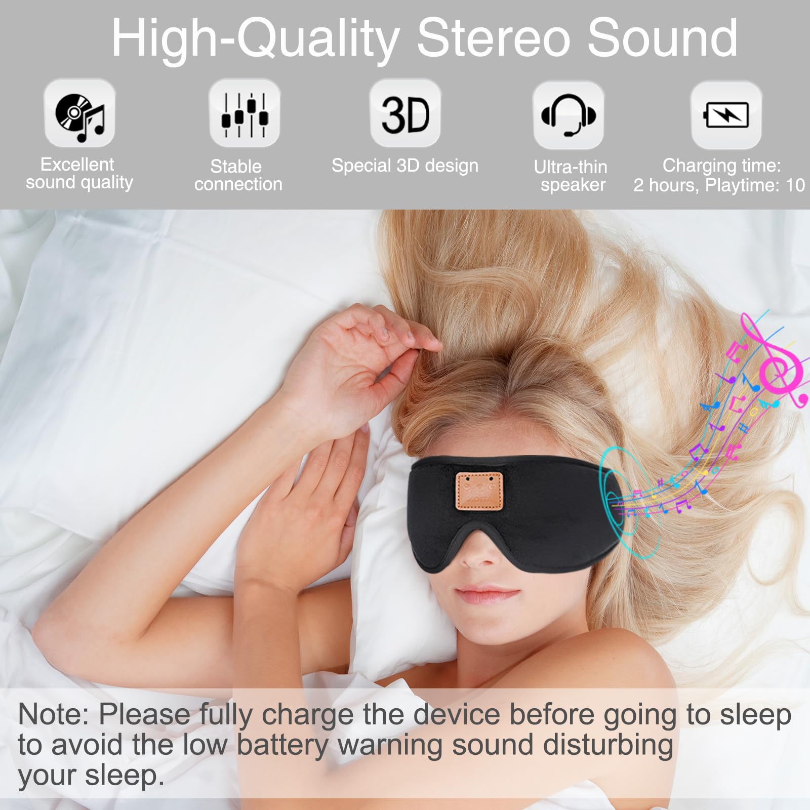 Sleep Headphones Bluetooth Headband for Sleeping, Sports Headphones Music Sleep Headphones Headband for Sports Training, Jogging, Yoga, Traveling, Gaming — image 2