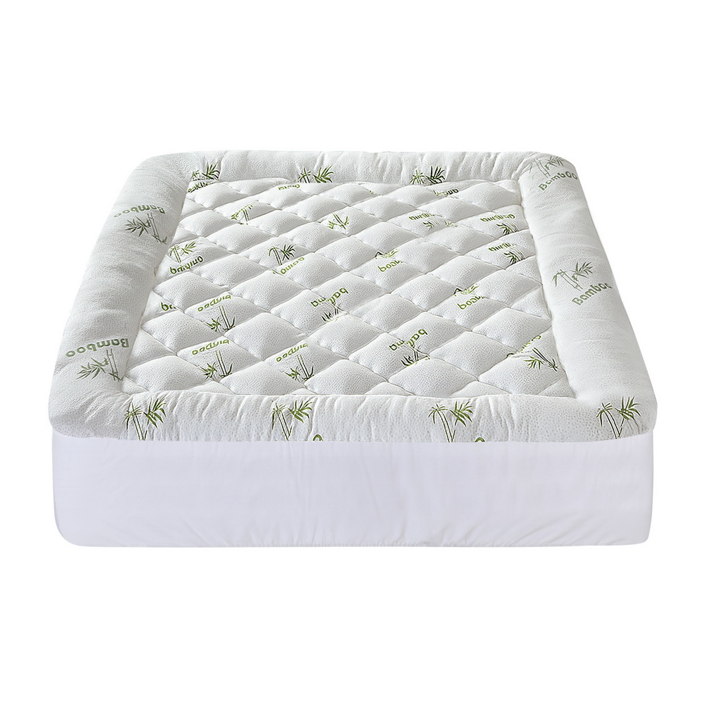 Giselle Bedding 5cm Pillowtop Mattress Topper 1000GSM Thick Soft Bamboo Cooling Pad for Back Pain Relief & Guest Bed, Washable Overfilled Cover with 45cm Deep — image 4