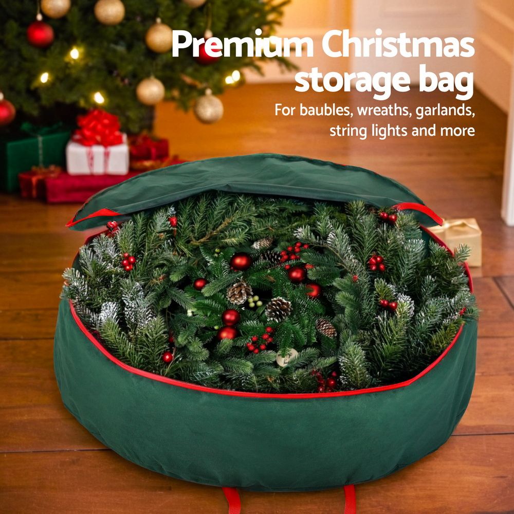 Jingle Jollys Christmas Garland Wreath Storage Bag Baubles Ornaments Container — image 5