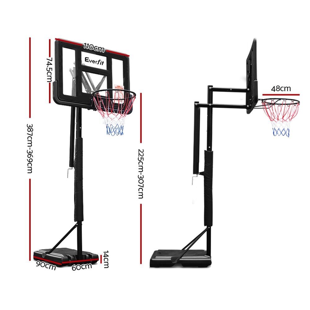 Everfit 3.05M Basketball Hoop Stand System Adjustable Height Portable Pro Black β image 2