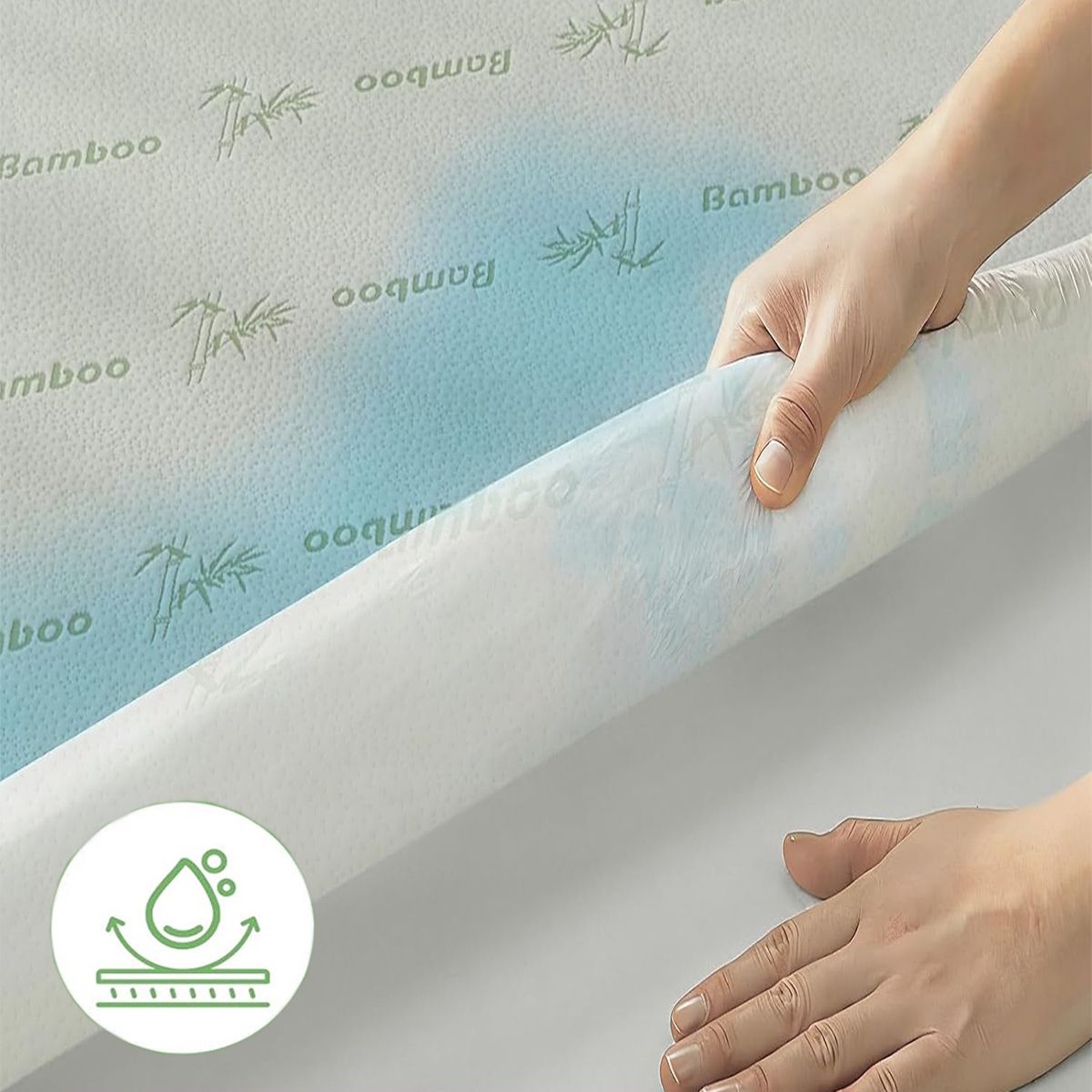 Bamboo Mattress Protector,Breathable Waterproof Mattress Cover,3D Air Fabric Cooling Bed Pad Cover, Deep Pocket 40cm(Super King,Green) โ image 3