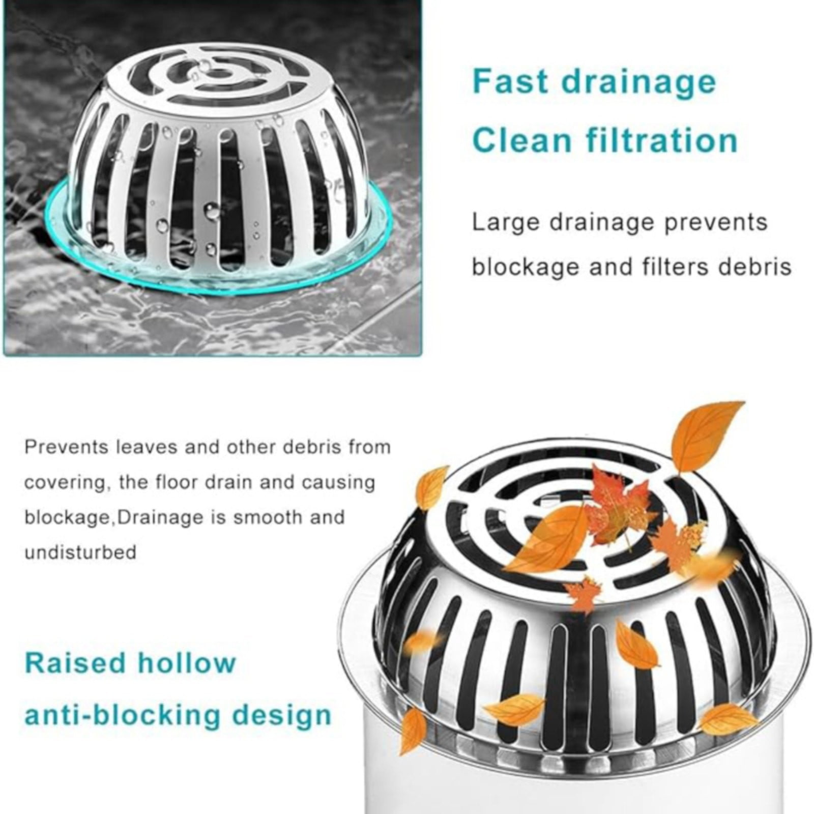 Balcony Floor Drain Cover, 1 Balcony Floor Drain Cover Circular Grille Cover Indoor and Outdoor Cover Accessories for Sewers and Pipes One Size Silver — image 5