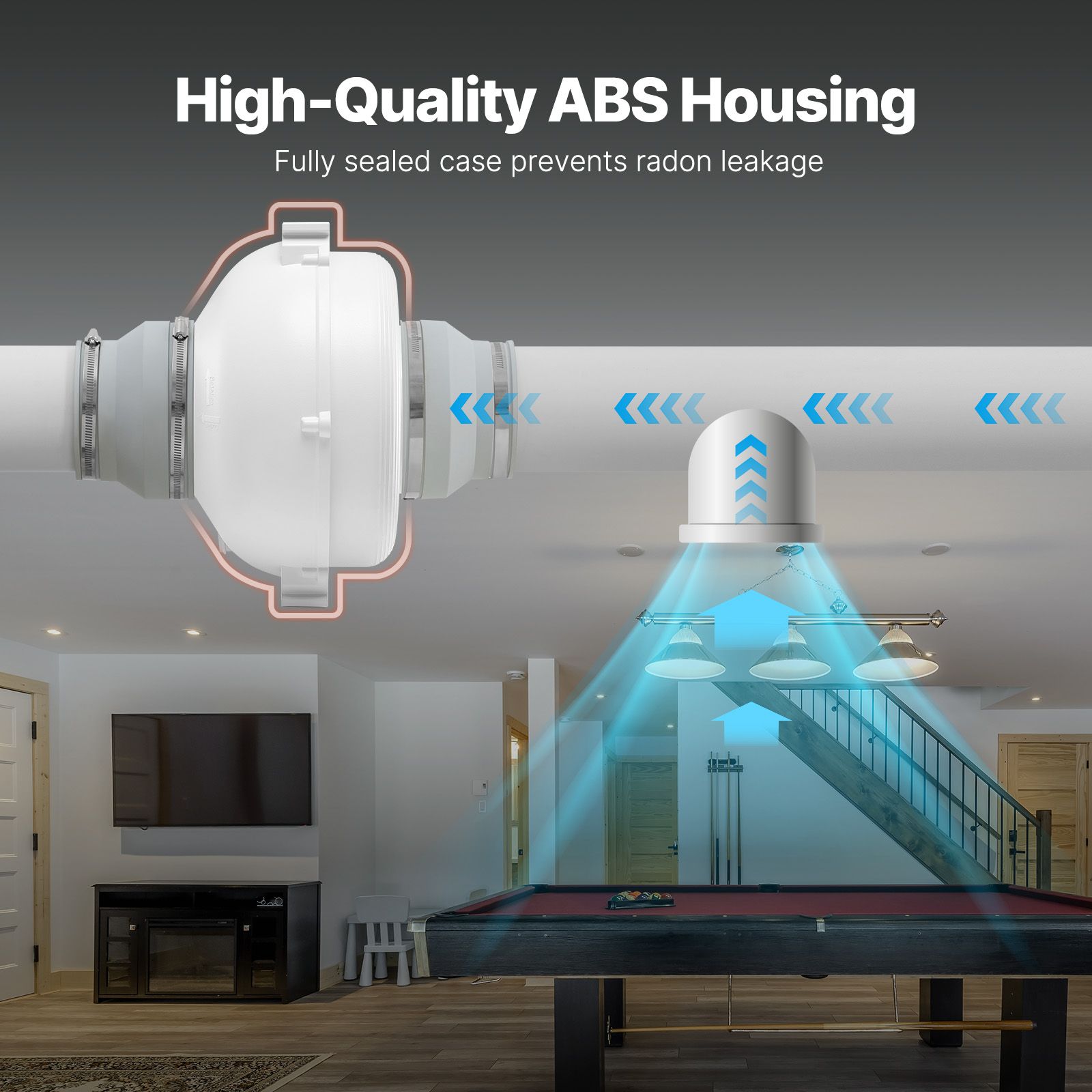 4" to 4.5" Radon Mitigation Fan System Quiet 380CFM Inline Duct Waterproof โ image 6