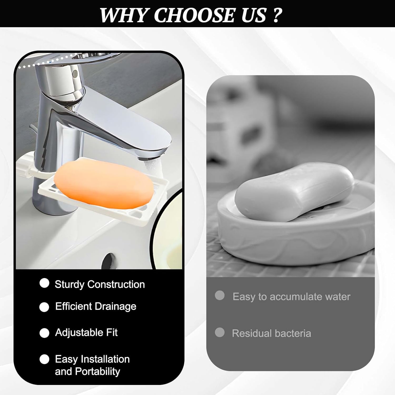 Set of two hangers, sponsor and sink organizer - drainage rack with clips - suitable for kitchens and bathrooms - reusable and removable - for holding soap and โ image 3