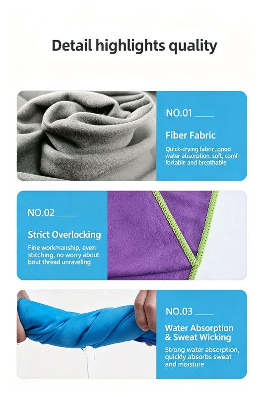 UltraAbsorbent Ultra‑Absorbent Quick Dry Microfiber Beach Towel, 140*70CM, Double‑Sided Velvet Lightweight Portable Swimming Sports Towel for Beach — image 5