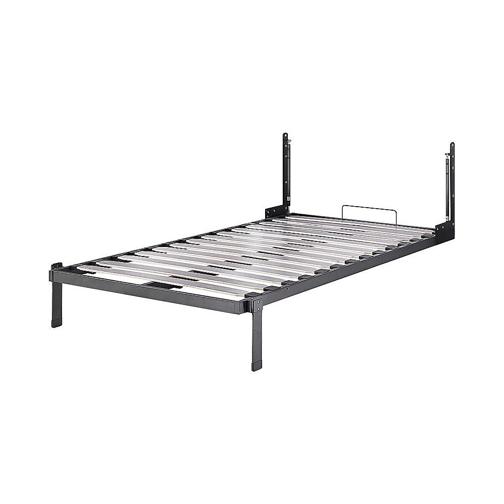 King-single Wall Bed in White Gloss – Space Saving Murphy Bed Kit with Silver Door Handle — image 4