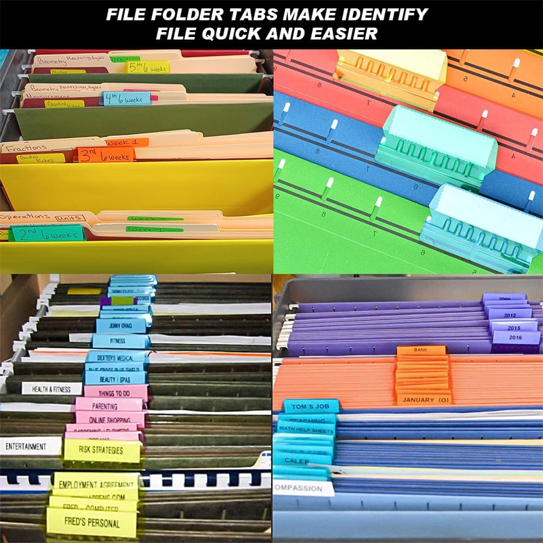 File Folder Tabs Hanging File Folder Labels 60 Sets Plastic File Tabs with Inserts for Hanging Files — image 6