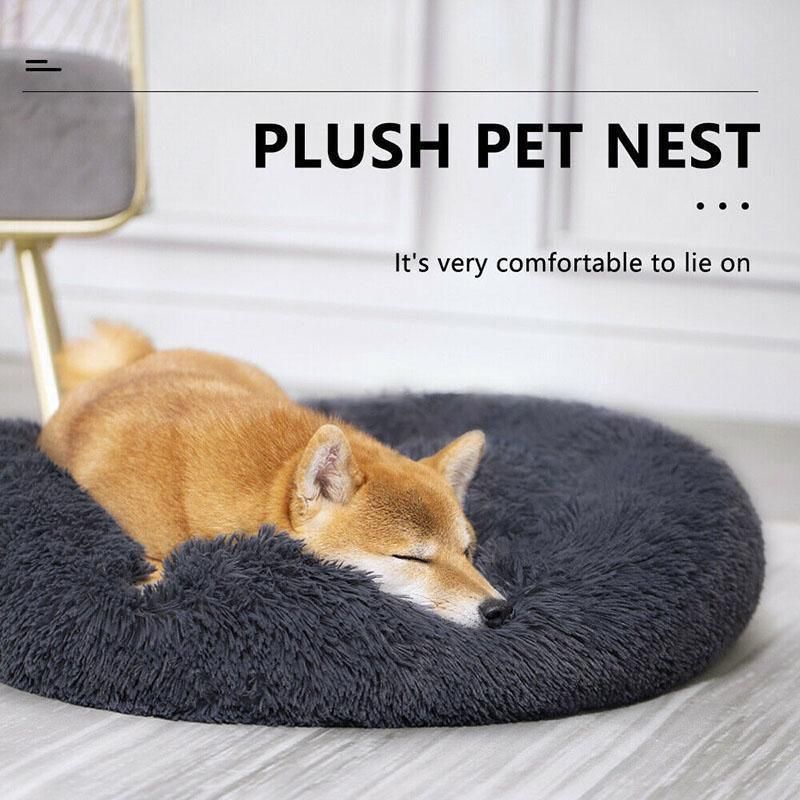 Coffee Cat Bed Pet Bed Dog Donut Nest Calming Deep Sleeping Soft Plush Kennel Washable - 70CM โ image 4