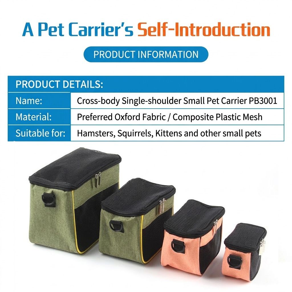 Compact Pet Carrier Sling Bag for Small Animals – Breathable Oxford Mesh Travel Tote with Adjustable Shoulder Strap, Ideal for Hamsters, Squirrels, Hedgehogs — image 2