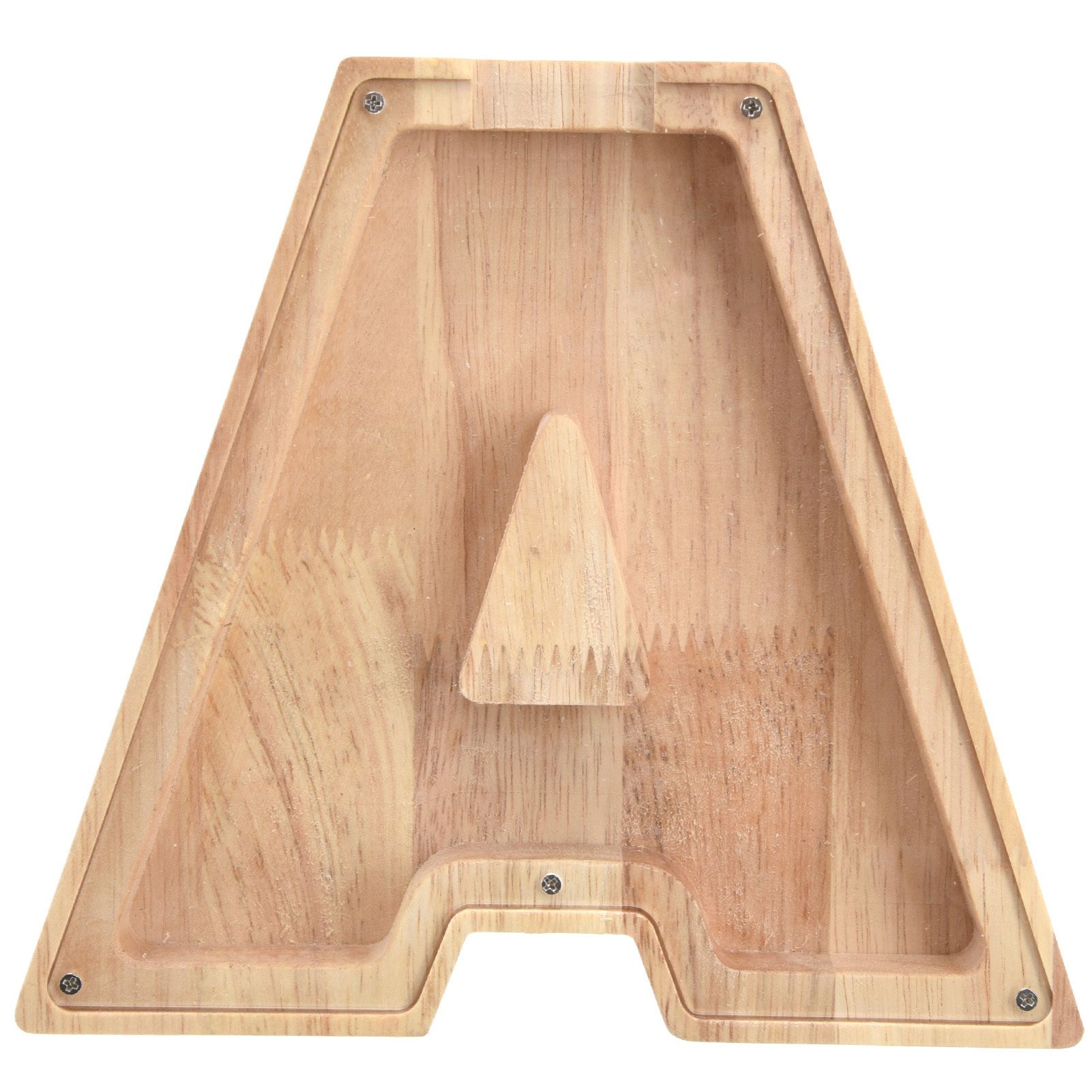 Wooden Bank DIY Making Birch Wood Plastic Material Letter A Shape Transparent Appearance Decorative Change Bank for Kid โ image 5