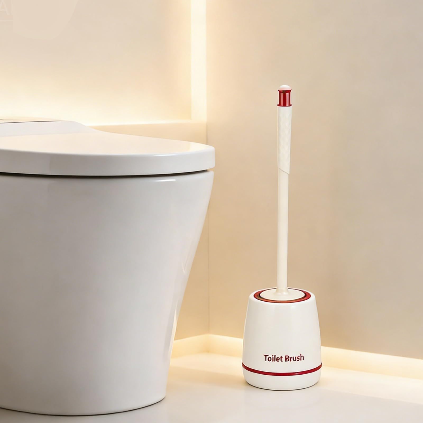 Toilet Brush with Holder Silver, Modern Toilet Bowl Cleaner Set with Sturdy Base and Deep Cleaning Bristles — image 3