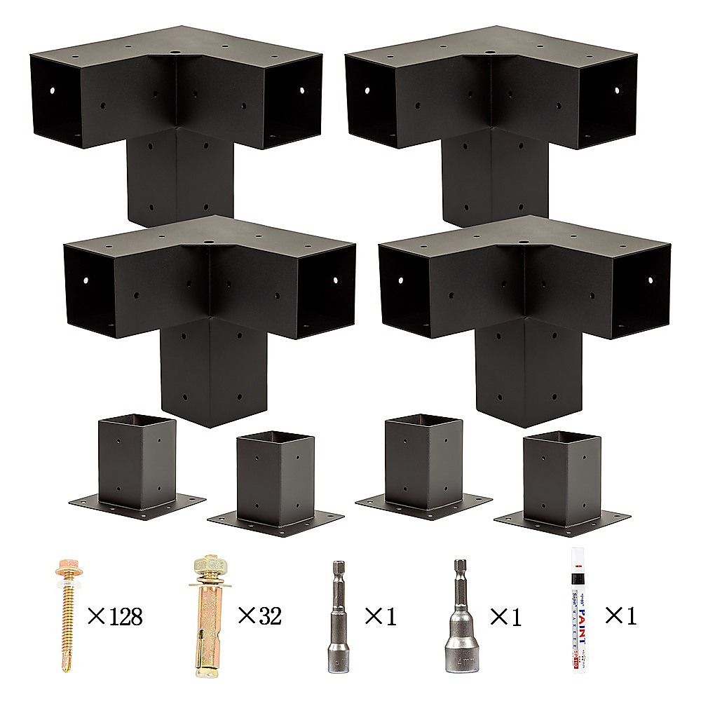 Roof Pergola Gazebo Shed Matte Black Steel Brackets DIY Kits โ image 7