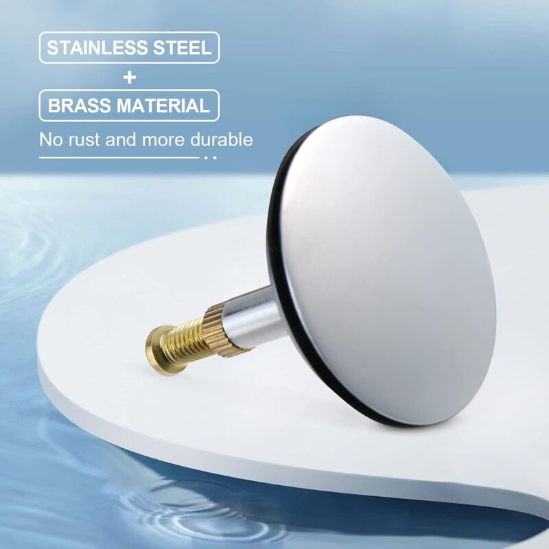 Universal Bathtub Plug Ø 43 Mm, Brass Drain Plug With Chrome-Plated Surface, Rustproof, For Regular Bathtub Drainage — image 3