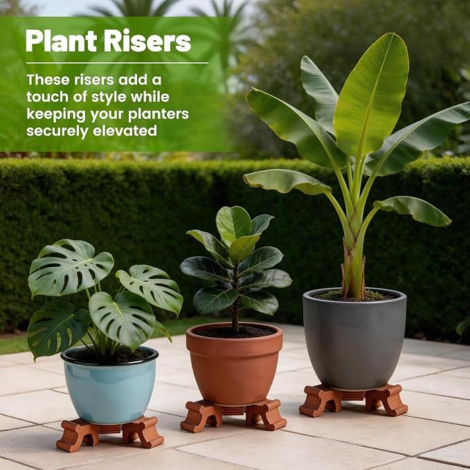Plant Risers 3Pcs, 1.5 Inch Tall Durable Resin Plant Pot Feet for Outdoor & Indoor Planters, Frost Proof Flower Elevators for Garden, Lawn, Patio (Brown) — image 2