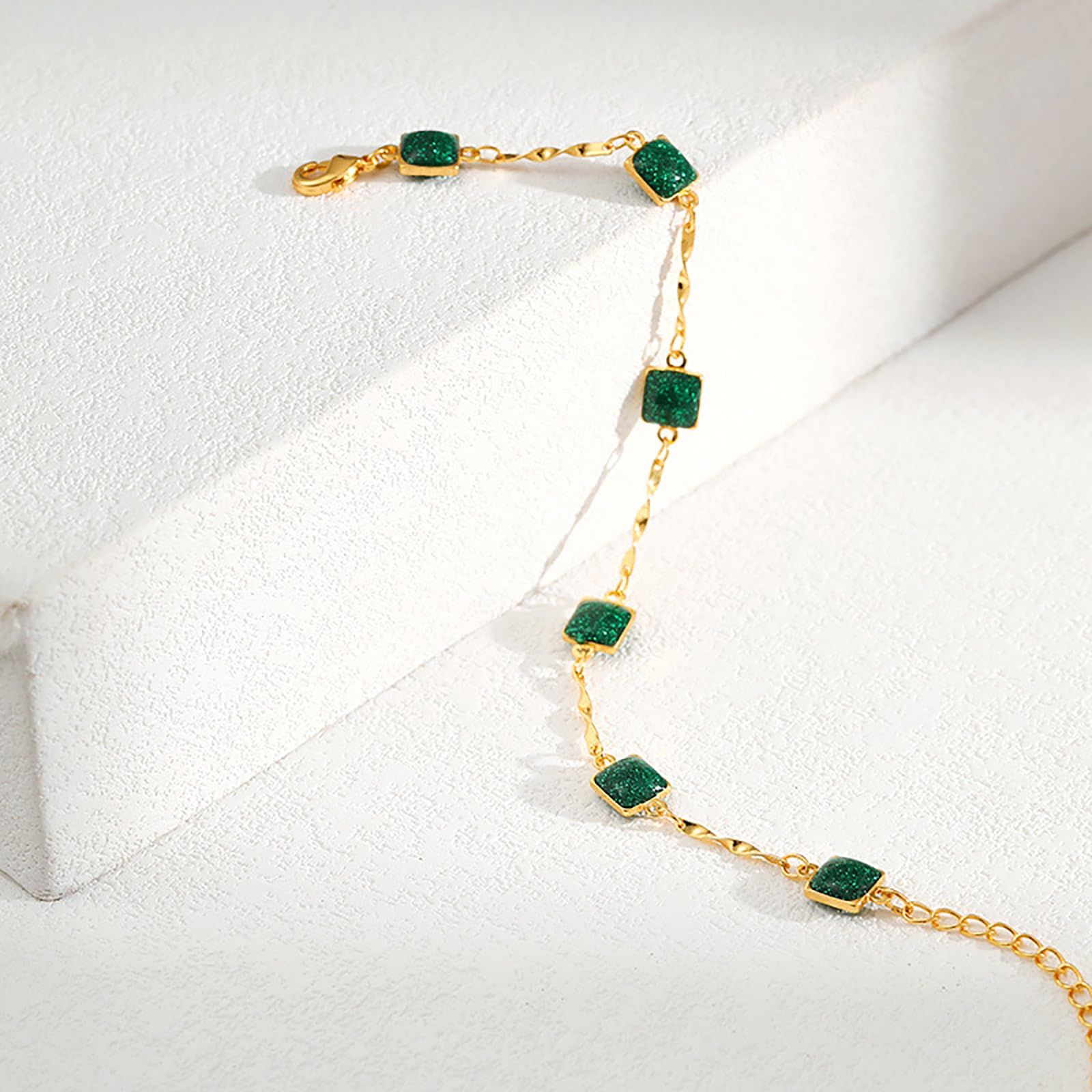Emerald Bracelet for Women Plated Dainty Gold Emerald Green Bracelet for Women Teen Girls Perfect for Gifting — image 2