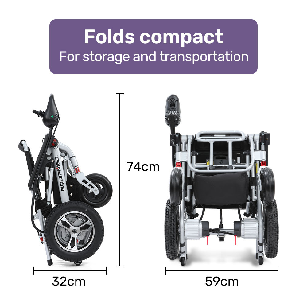 EQUIPMED Ultra-Light Power Wheelchair, Tight Turning, Airline Approved, ARTG Certified, Aluminium Frame, Lithium Battery, Brown — image 5