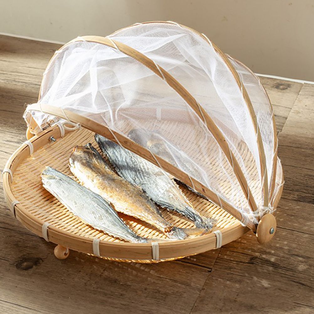 Bamboo Food Serving Tent Natural Handcraft Tray Mesh Food Storage Basket Meal Table Serve Cover โ image 4
