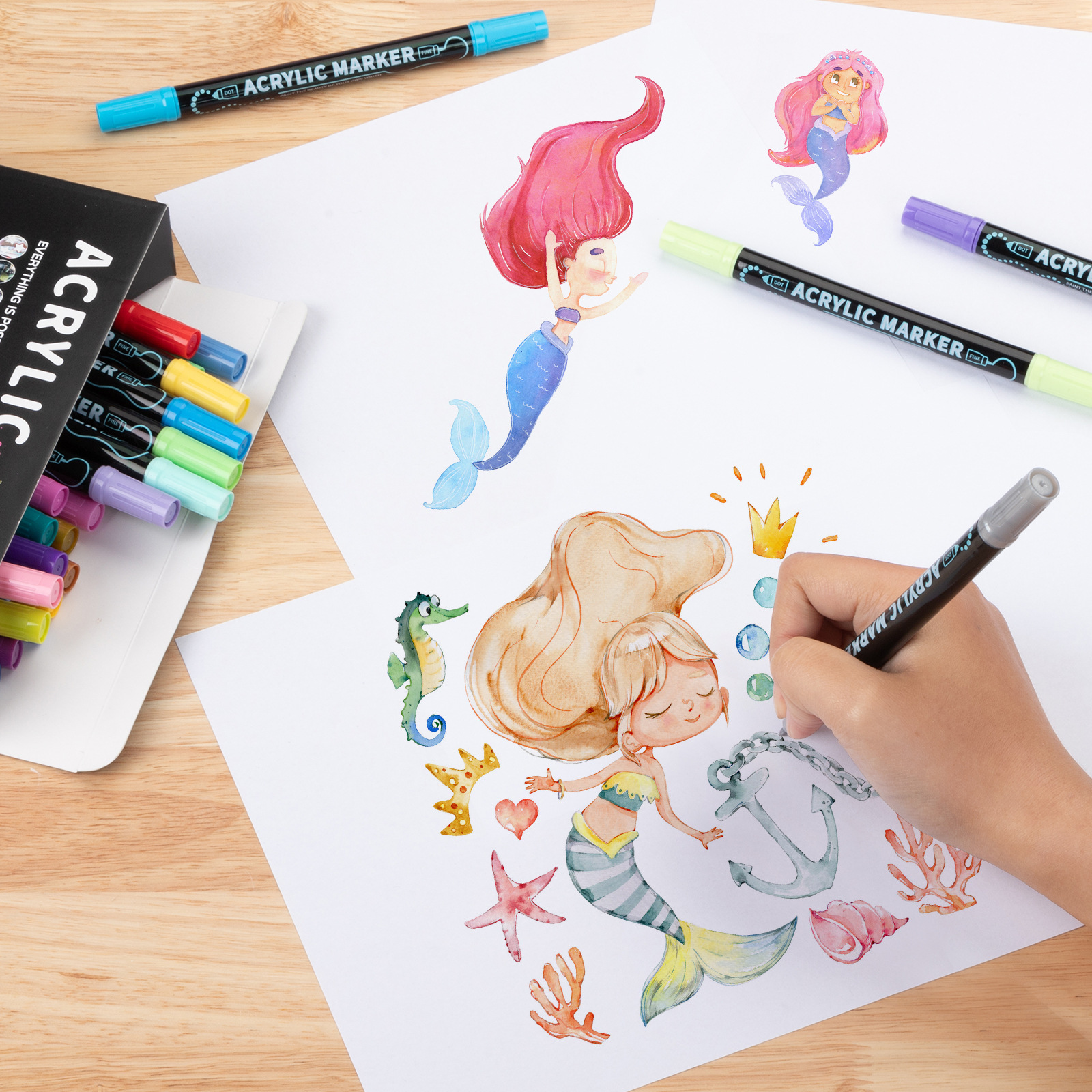 Dual-Tip Acrylic Marker Set - 1-5mm Round Tip & 1mm Fine Tip for Art and Craft Projects 60 colors โ image 4