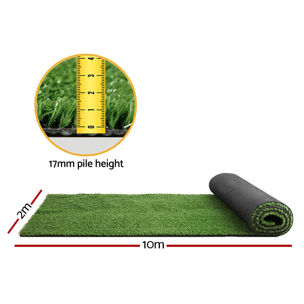 Prime Turf Artificial Grass 2mx10m 17mm Synthetic Fake Lawn Turf Plant Plastic Olive โ image 2