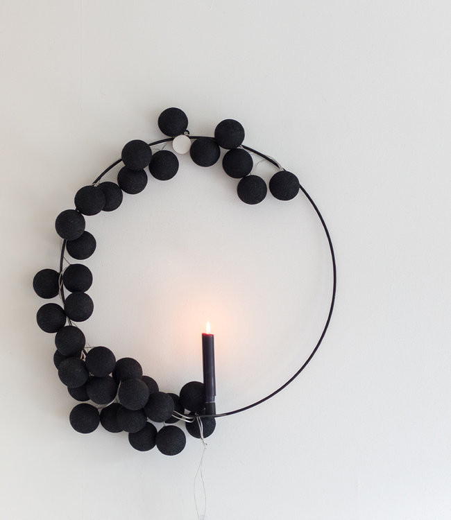 1 Set of 20 LED Black 5cm Cotton Ball Battery Powered String Lights Christmas Gift Home Wedding Party Bedroom Decoration Outdoor Indoor Table Centrepiece โ image 6