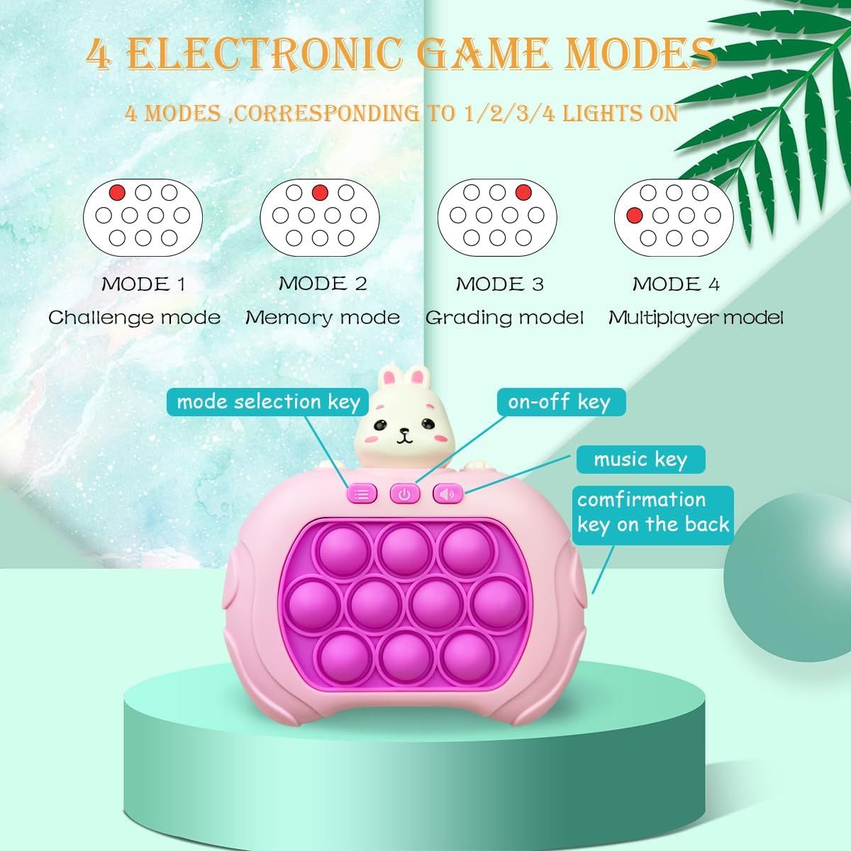 Easter Bunny Pop Quick Push Game, Handheld Light up Bubble Game Toy for Kids Boys Girls Teens Easter Basket Stuffers Gifts โ image 2