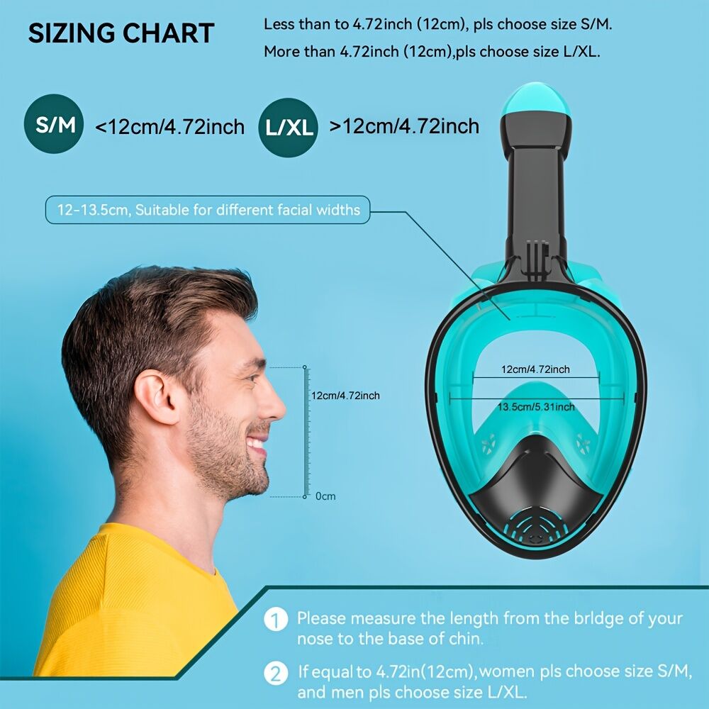 L/XL full-face silicone snorkeling mask, full-dry panoramic snorkeling mirror, camera bracket, large frame anti-leakage and anti-fog swimming mirror set — image 6