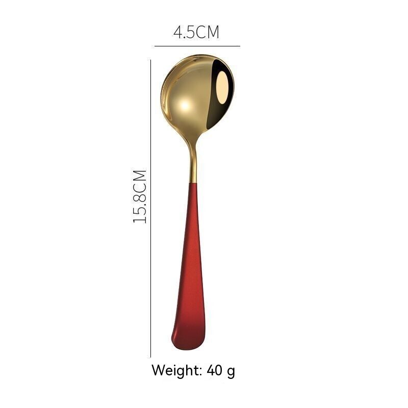 Metal Soup Spoons,Stainless Steel Spoons for Soup Round Colorful Dinner Spoons Thick Short handle Table Spoon Set of 4