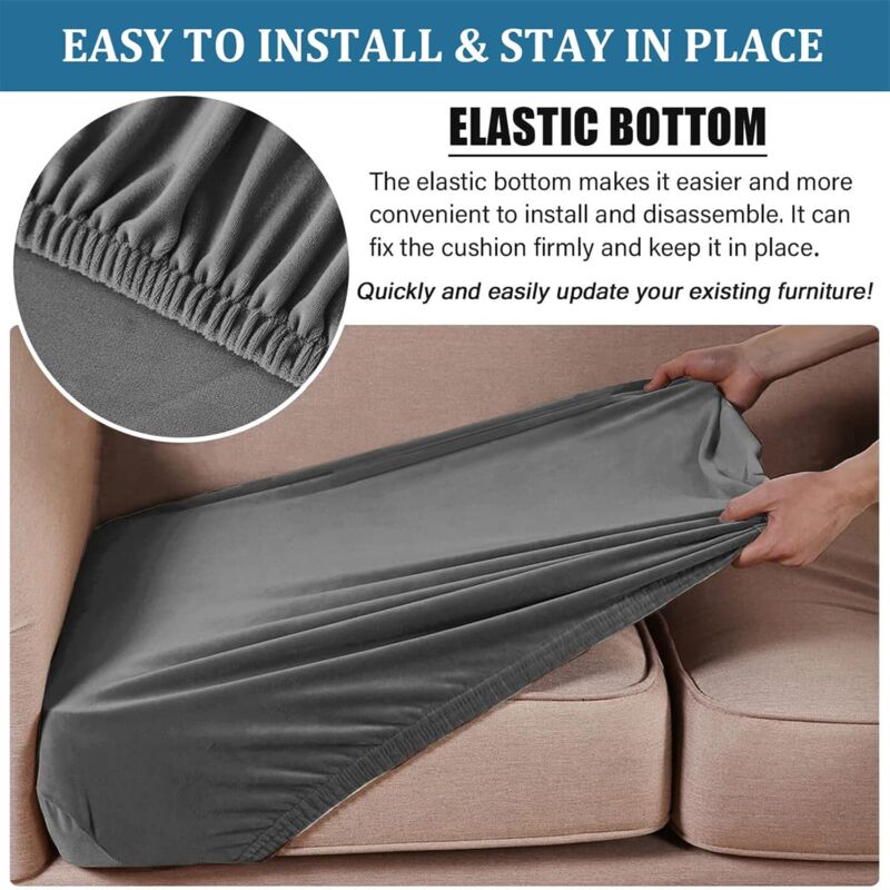 Sofa Seat Cushion Covers, Stretch Velvet Sofa Cushion Covers, Replacement Sofa Cushion Covers For Single Cushion (Large — image 4