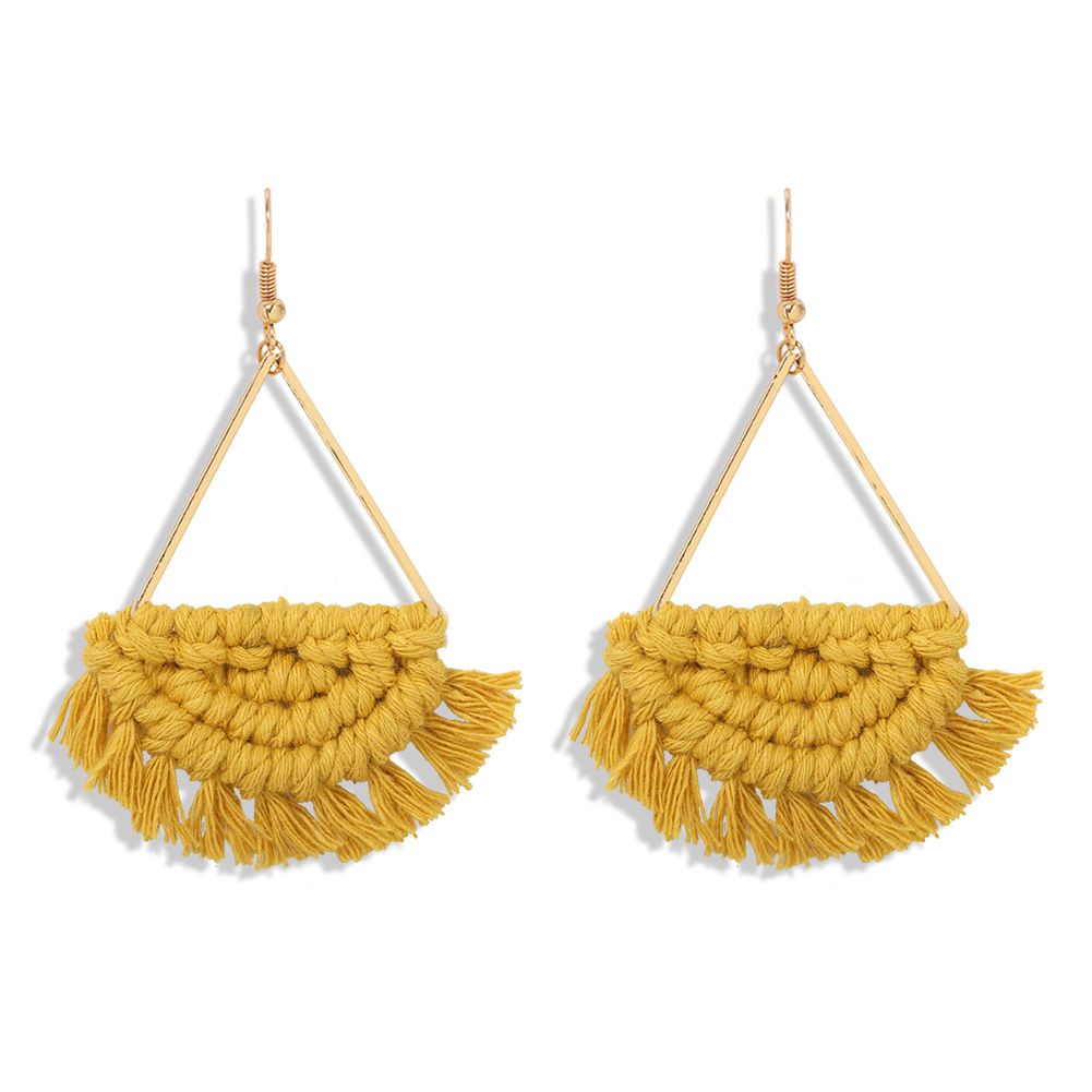 Handmade Multi-color Tassel Earrings - Boho Short Fringe Earrings Jewelry, Teardrop Dangle Earrings with Layered Tassel -3pcs — image 2