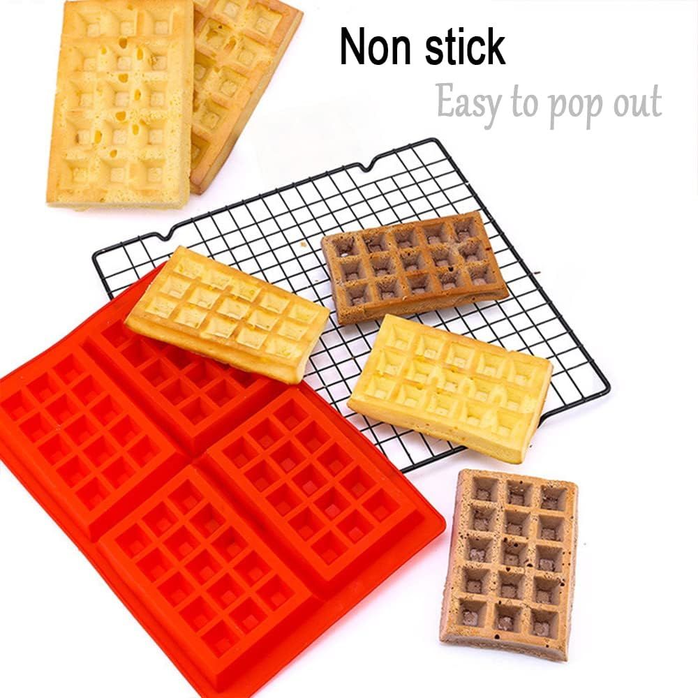 Silicone Waffle Mold for Baking, Non Stick, Dishwasher Safe, Cavity Waffle Silicone Mold Cake Chocolate Craft Candy Red — image 5