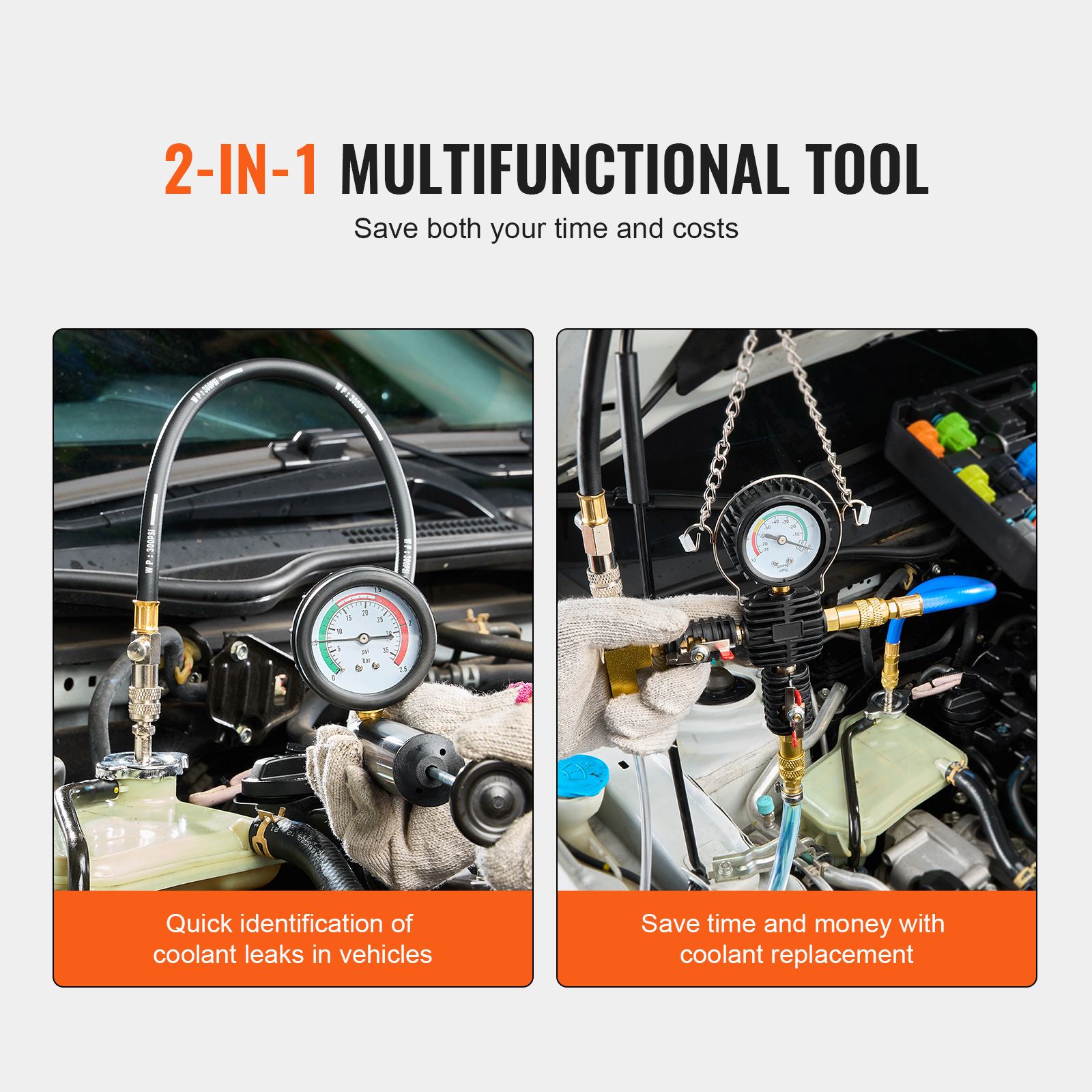 28 pcs Universal Radiator Pressure Tester Kit, Coolant Pressure Tester Kit with Manual Pump and Color-coded Test Caps, Coolant Vacuum Refill kit for Cars โ image 5