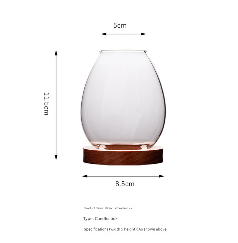 Windproof Glass Candle Cover with Wood Base - For Tealights, Zen Home Accent (Plum blossom candlestick) — image 6