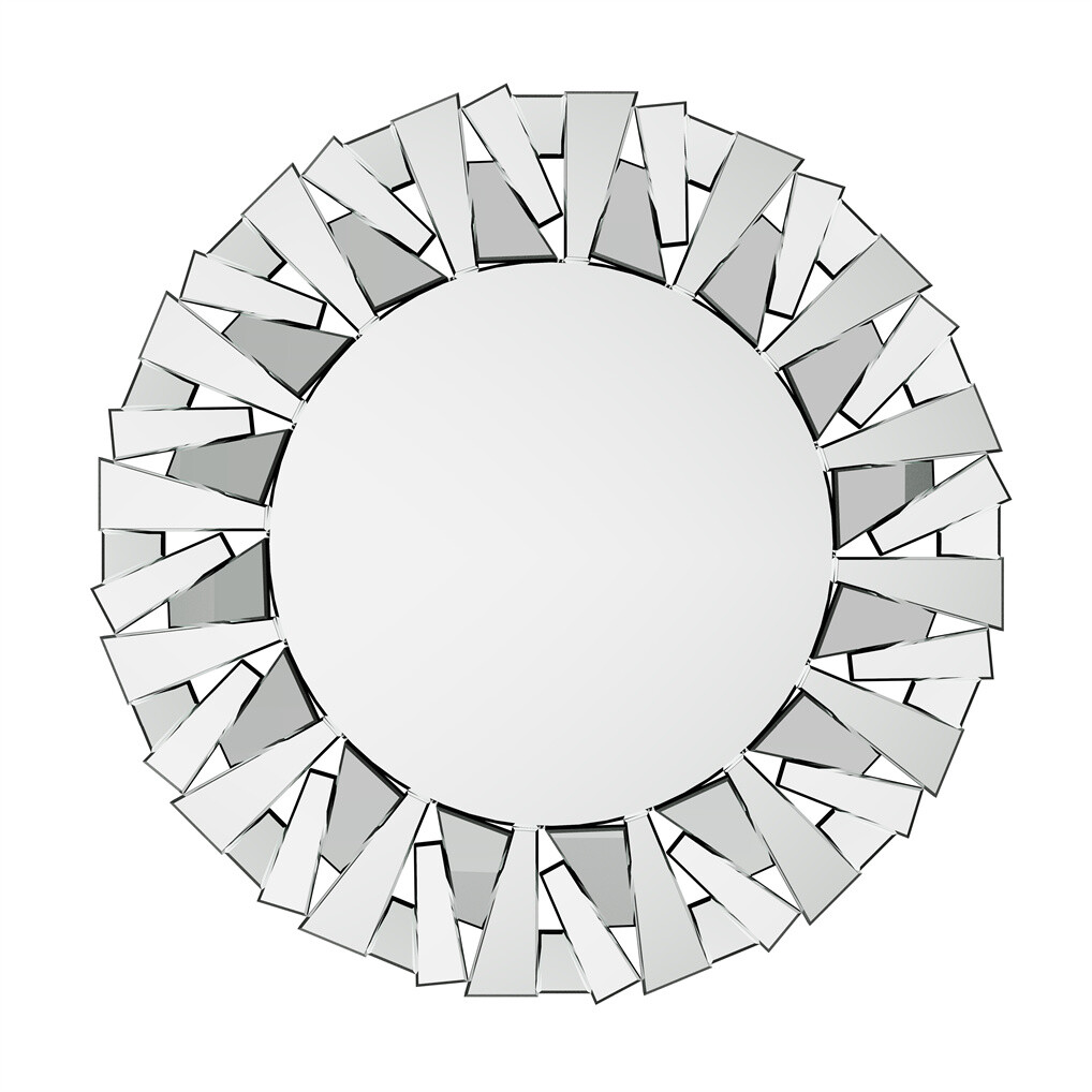 Silver Sunburst Round Wall Mirror