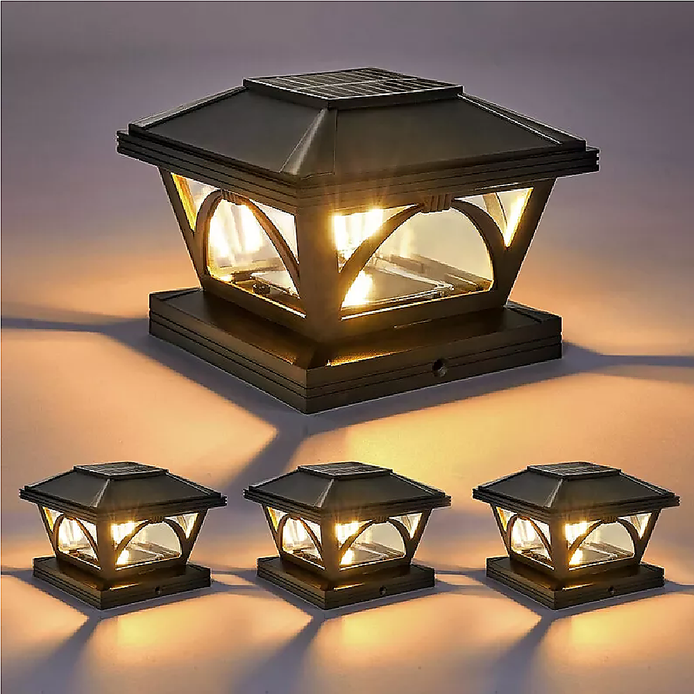 2 Pack Outdoor Flame Light Solar Post Deck Fence Cap — image 4