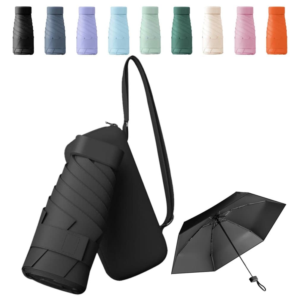 UV Protective Folding Umbrella Wind-Resistant Lightweight Waterproof for Travel Beach Everyday Use, Black