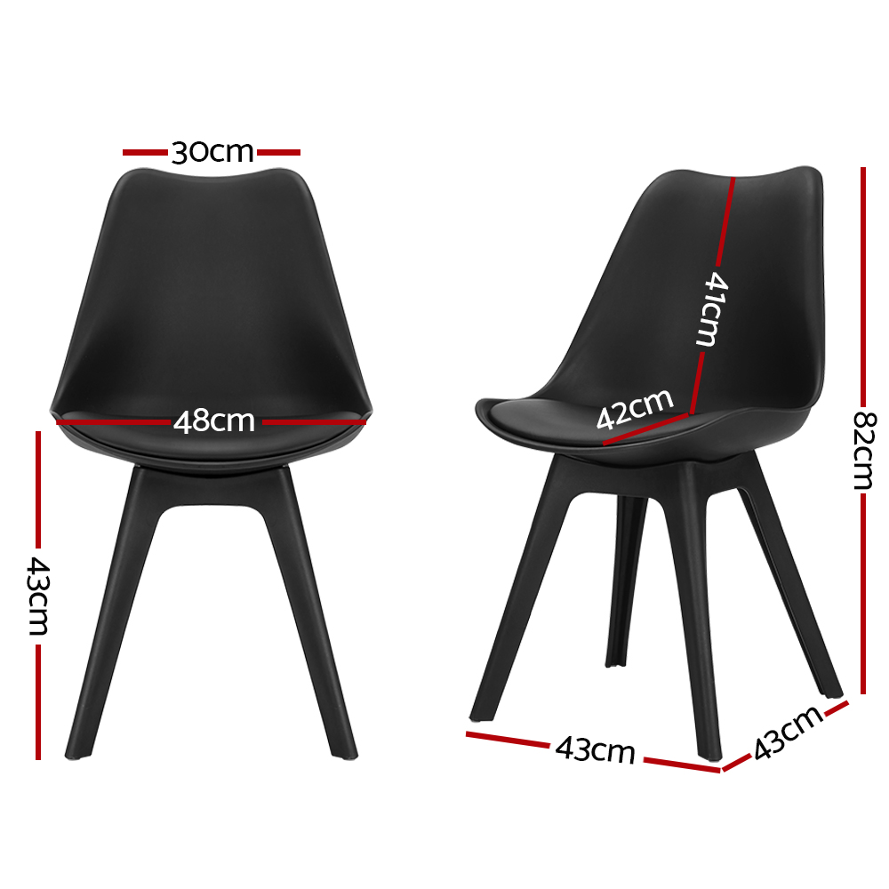 Artiss Dining Chairs Set of 4 Leather Plastic DSW Replica Black — image 2