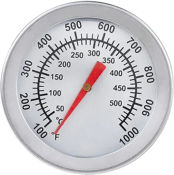 Stainless Steel Analogue BBQ Grill Thermometer with 5 cm Dial and 4 cm Probe for Smokers, Grills and Outdoor Cooking, Silver