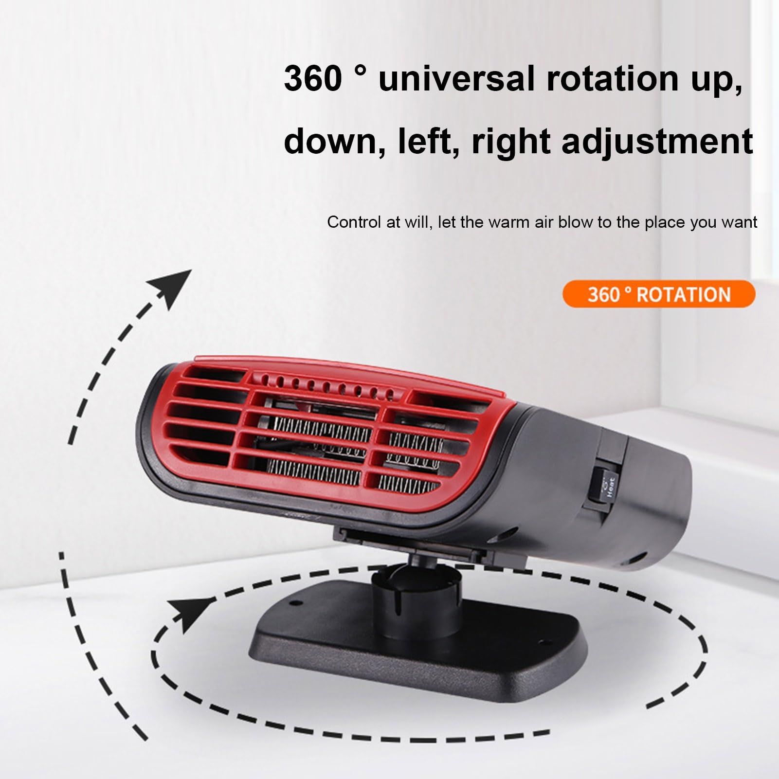 Car Heater Portable Defroster Auto-Lighting Powered 360° Rotary Base Quick Heating Space Heater Cooler Auto Windshield — image 2
