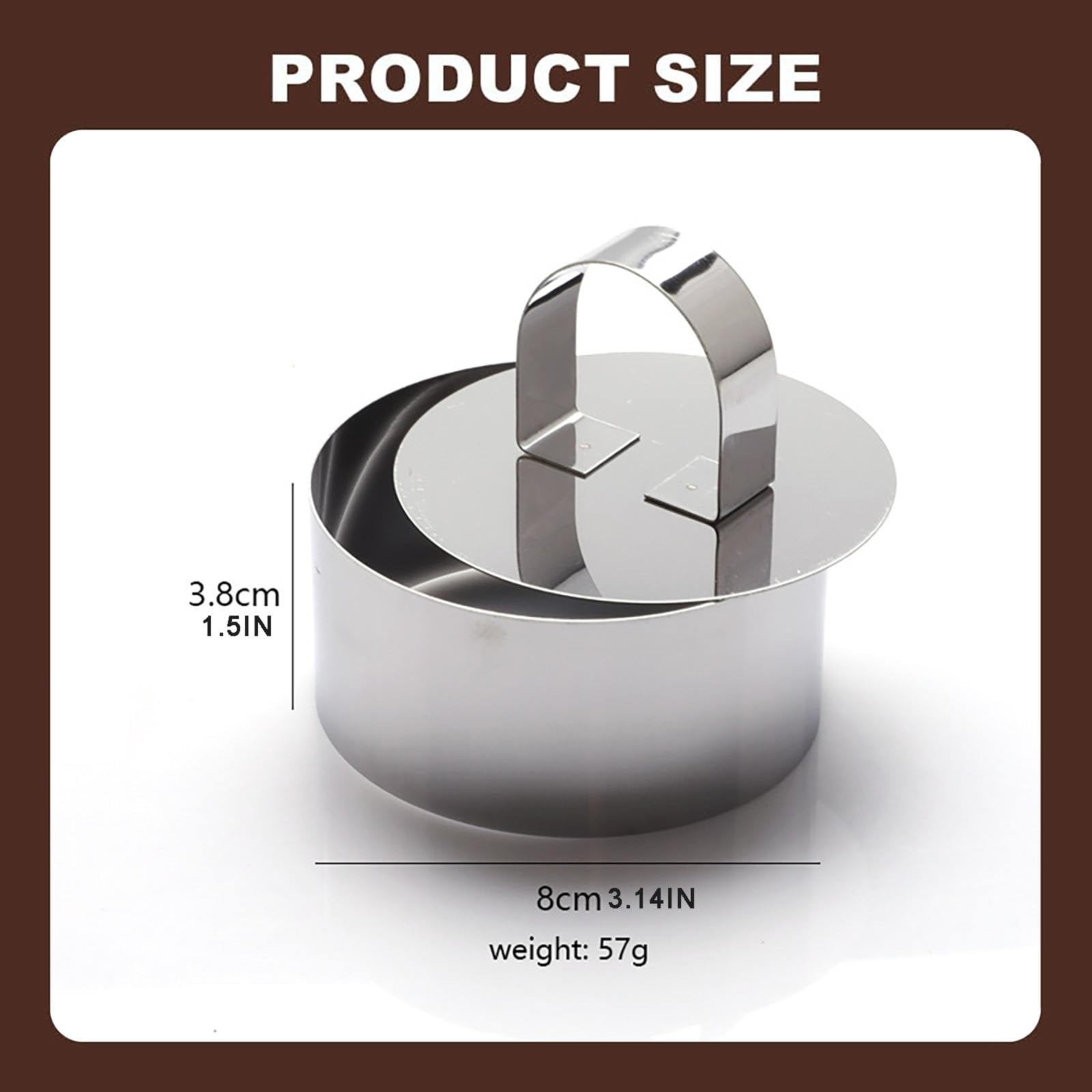 Cooking Utensils, 4 Pcs Round Ring for Cooking Stainless 3 Inch Food with 1 Pusher for Cake Dessert Tartare Dessert with Pusher and Lifter Cooking Rings — image 3