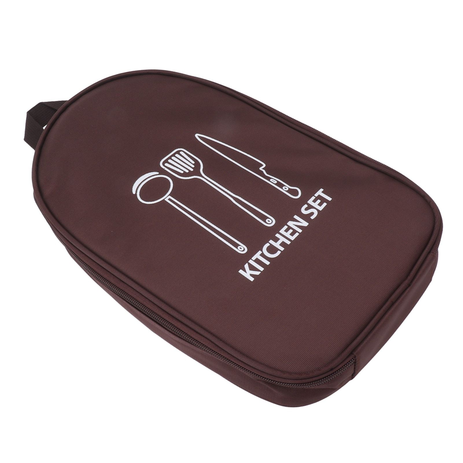 Camping Travel Cooking Utensils Bag Travel Cookware Pouch Bag with Handle for BBQ Camp Cookware Kitchen Kit Brown โ image 6