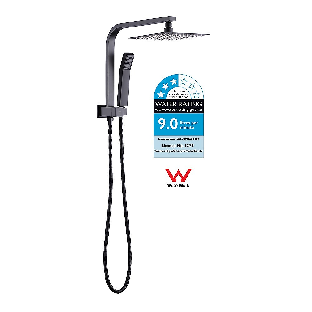 WELS 8" Rain Shower Head Set Square Dual Heads Faucet High Pressure Hand Held โ image 6