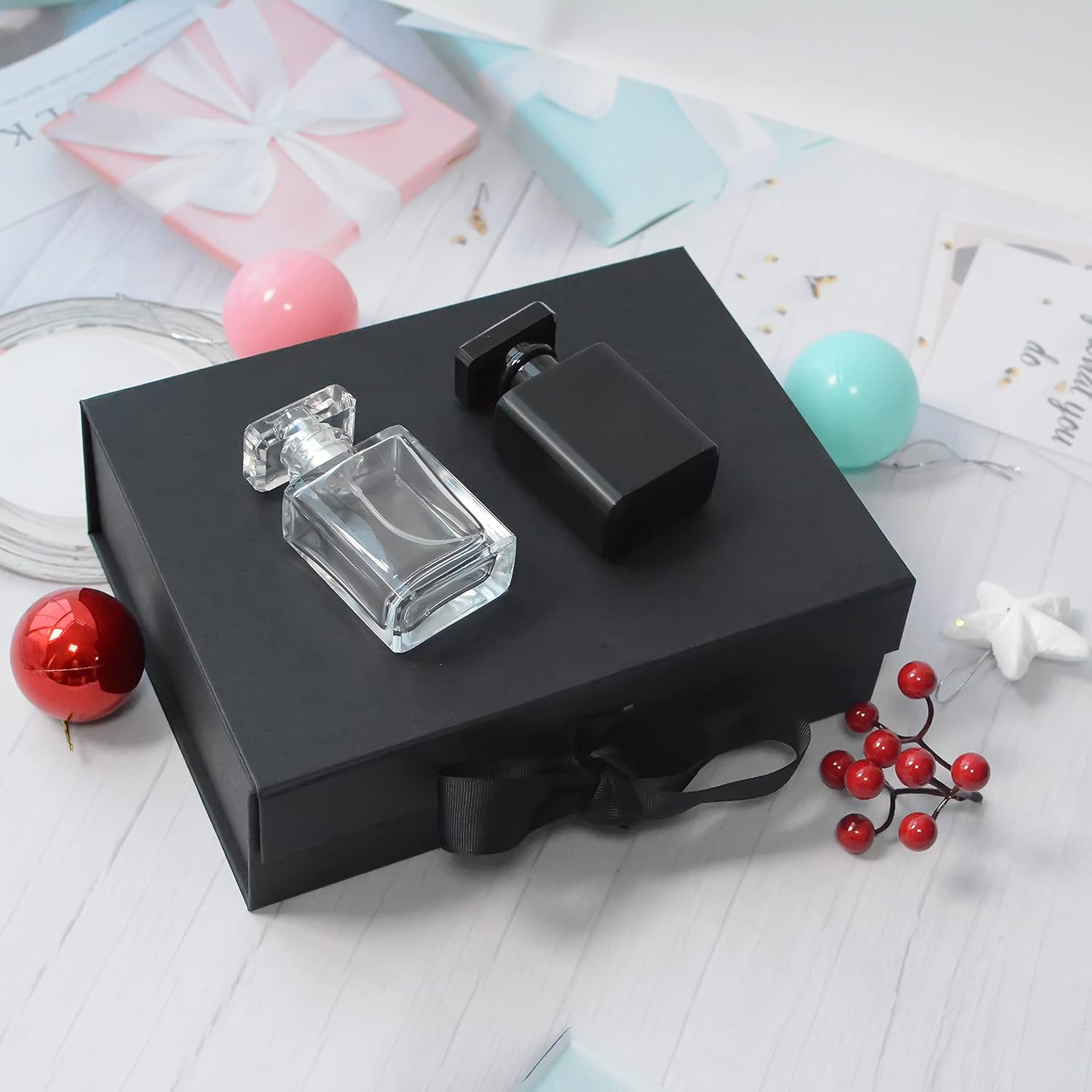 Black Luxury Magnetic Gift Box with Lid, Ribbons and Gift Bag, Medium Size-9.4x7x3 Inches, Great for Christmas, New Year, Wedding, Birthdays, Man โ image 6
