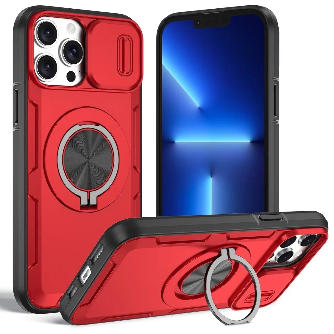 2-in-1 Magnetic Sliding Lens Case, Red for iPhone 13 Pro Max