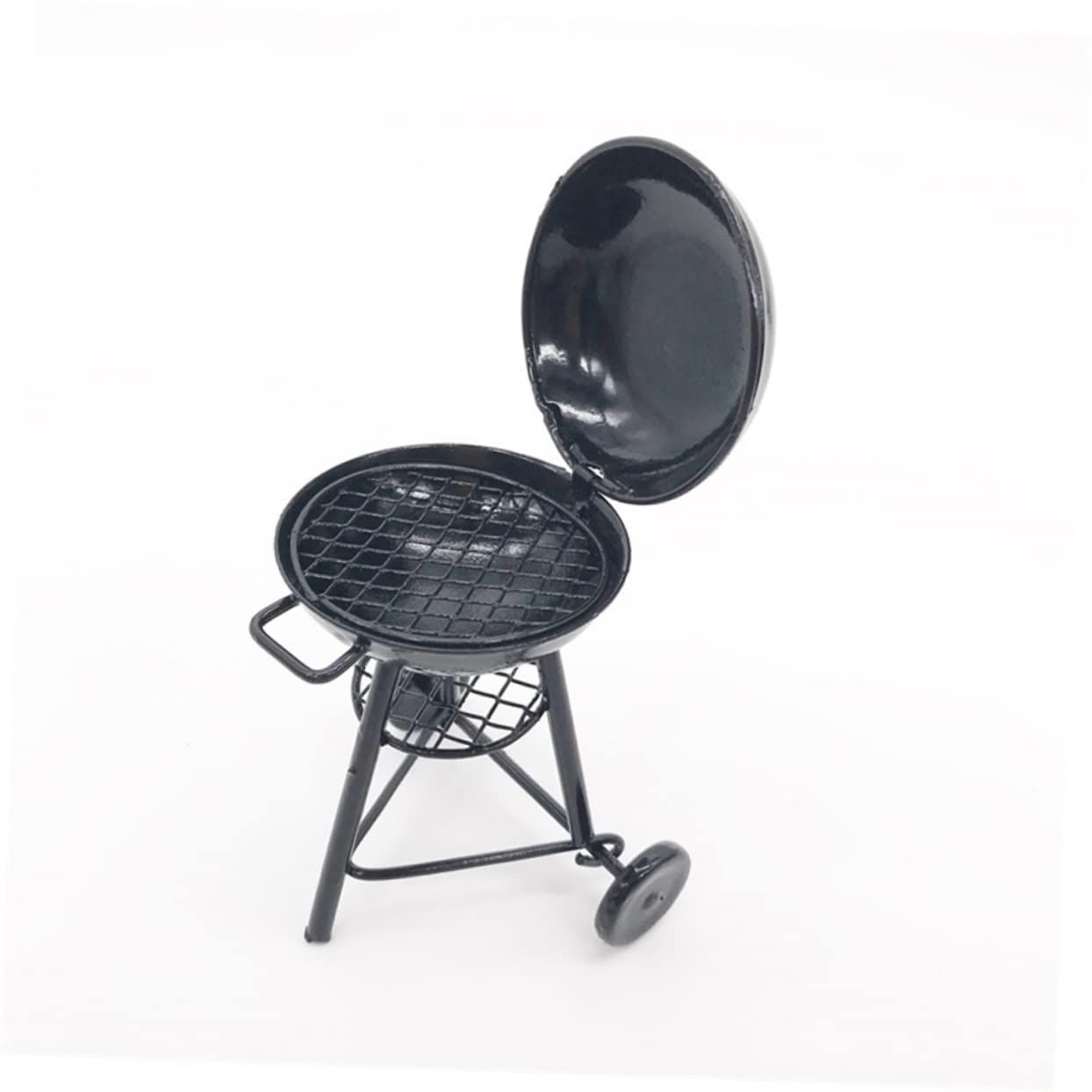 Miniature BBQ Grill Oven Model 1:12 Dollhouse Cooking Tool Garden Decoration Accessories Roasting Cart Firewood Rack Holder (Round)